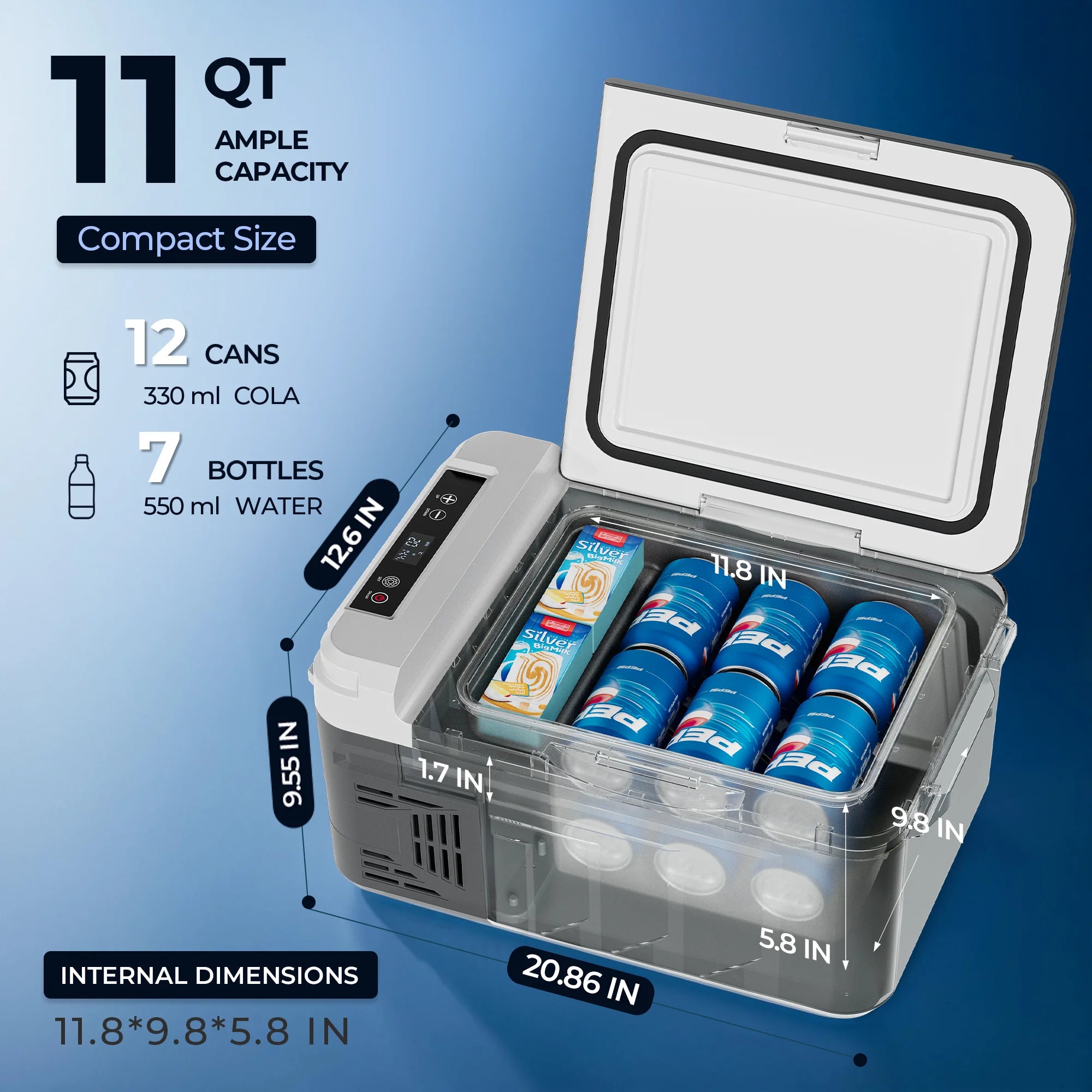 Simzlife 12 Volt Refrigerator, 11 Quart (10L) Car Fridge with APP Control, Car Refrigerator -4�H~68�H, Portable Freezer for RV, Camping, Travel