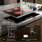5 Burner Electric Stove, Sunmaki 36 inch Built-in Electric Cooktop 8900W Power Control by Knob for Home/Restaurant, 220V-240V