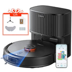 Laresar L20+ Self Emptying Robot Vacuum and Mop Combo, 5000Pa LDS Laser Navigation Auto-Empty Dustbin, 150min Runtime Smart Mapping 3-in-1 Sweep Mop Vacuum for Hard Floor/Carpet