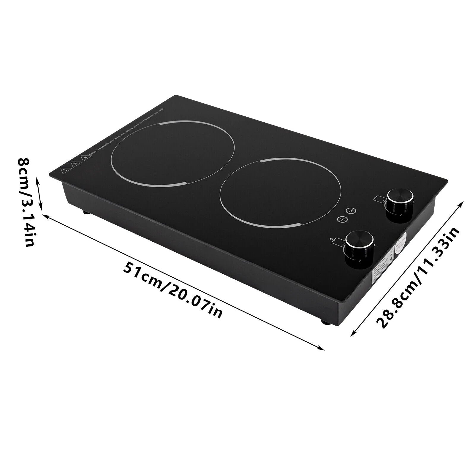 2100W Electric Induction Cooktop Stove Top 2-Burner Touch Control + Child Lock