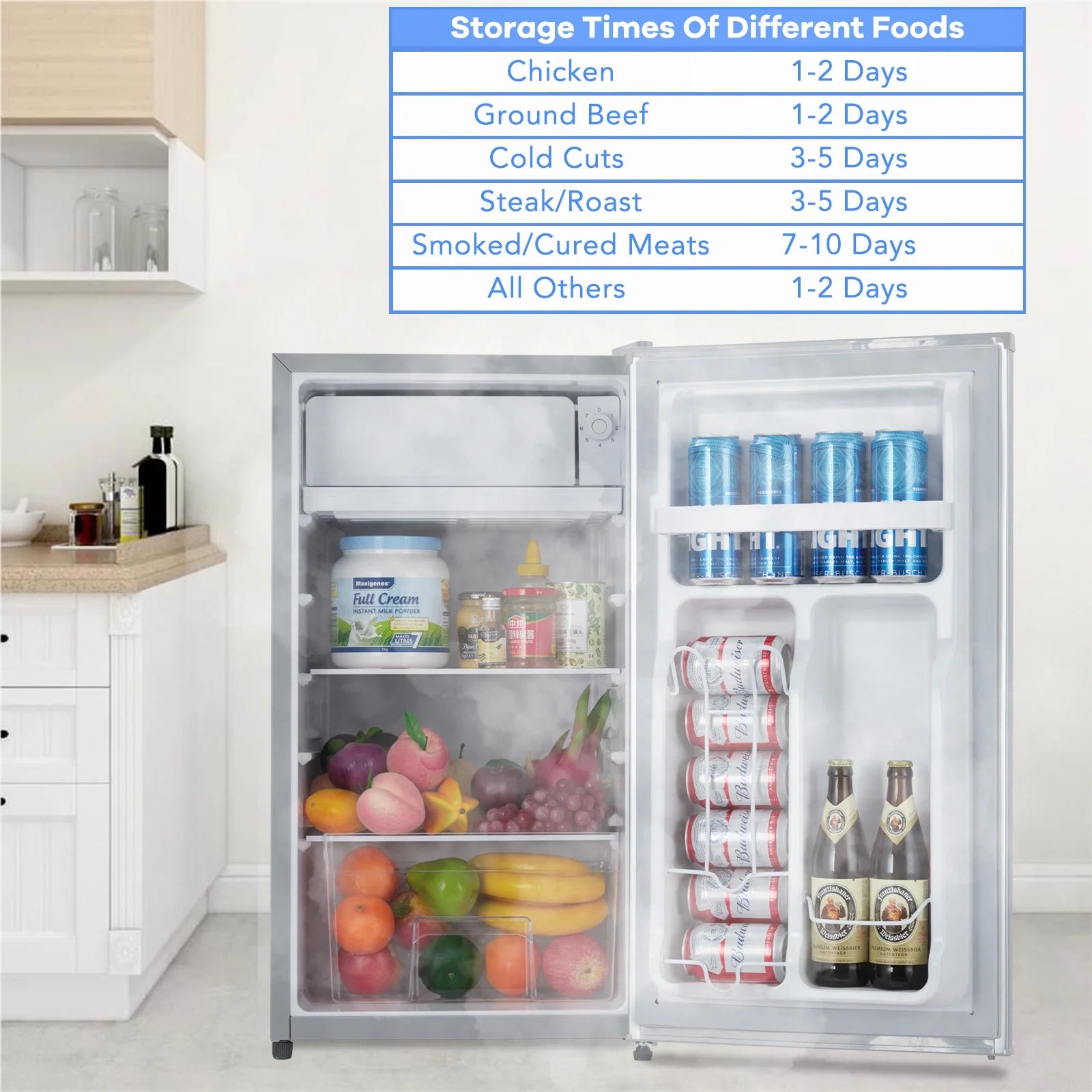 OYang Single Door Mini Fridge, Super Quiet 19.3"D x17.5"W x 32.7"H