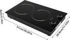 Electric Ceramic Cooktop with Timer,2 Burners Built-in Radiant Electric Stove Top with Child Safety Lock,24 Inch Electric Cooktop with Sensor Touch Control (9 Power-2 Burners)