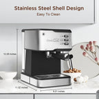 COOKCOK Espresso Machine 20 Bar,Expresso Coffee Machine With Milk Foaming Steam Wand,Espresso and Cappuccino Maker,ESE POD capsules filter,For Home Barista,Detachable Frothing Nozzle,1.5L Water Tank