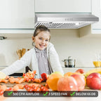 Stainless Steel Range Hood 30 inch Under Cabinet Range Hood 500 CFM with 3 Way Venting Vent Hood