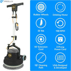 Prolux PLC15 15" Loaded Heavy Duty Single Pad Commercial Polisher Floor Buffer Machine Scrubber Loaded
