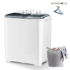 Dimedeal Portable 18lbs Twin Tub Mini Washing Machine, 11lbs Washer & 7lbs Spinner with Drying Rack & Hangers