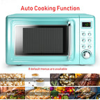 Costway 0.7Cu.ft Retro Countertop Microwave Oven 700W LED Display Glass Turntable Rose Gold