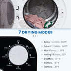 Clothes Dryer HOMCOM Portable Clothes Dryer, 120V 1300W Compact Laundry Dryer with Intelligent Drying, 3.2 cu.ft Stainless Steel Drum, Front Load Electric Dryer for Apartments, Dorms, RVs, White,Elec