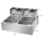 5000W 12 Liter Electric Countertop Deep Fryer Dual