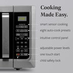 Farberware Countertop Microwave Ov 1100 Watts, 2.2 cu ft - Smart Sensor With LED Lighting and Child Lock - Perfect for Apartments and Dorms - Easy Clean Black Interior, Stainless Steel