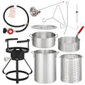 30QT Turkey Deep Fryer Baskets & Stand, Aluminum Fryer Pot w/ 54000BTU Propane Burner, Thermometer, Marinade Injector, Turkey Rack & Rack Lifter, for Outdoor Cooking