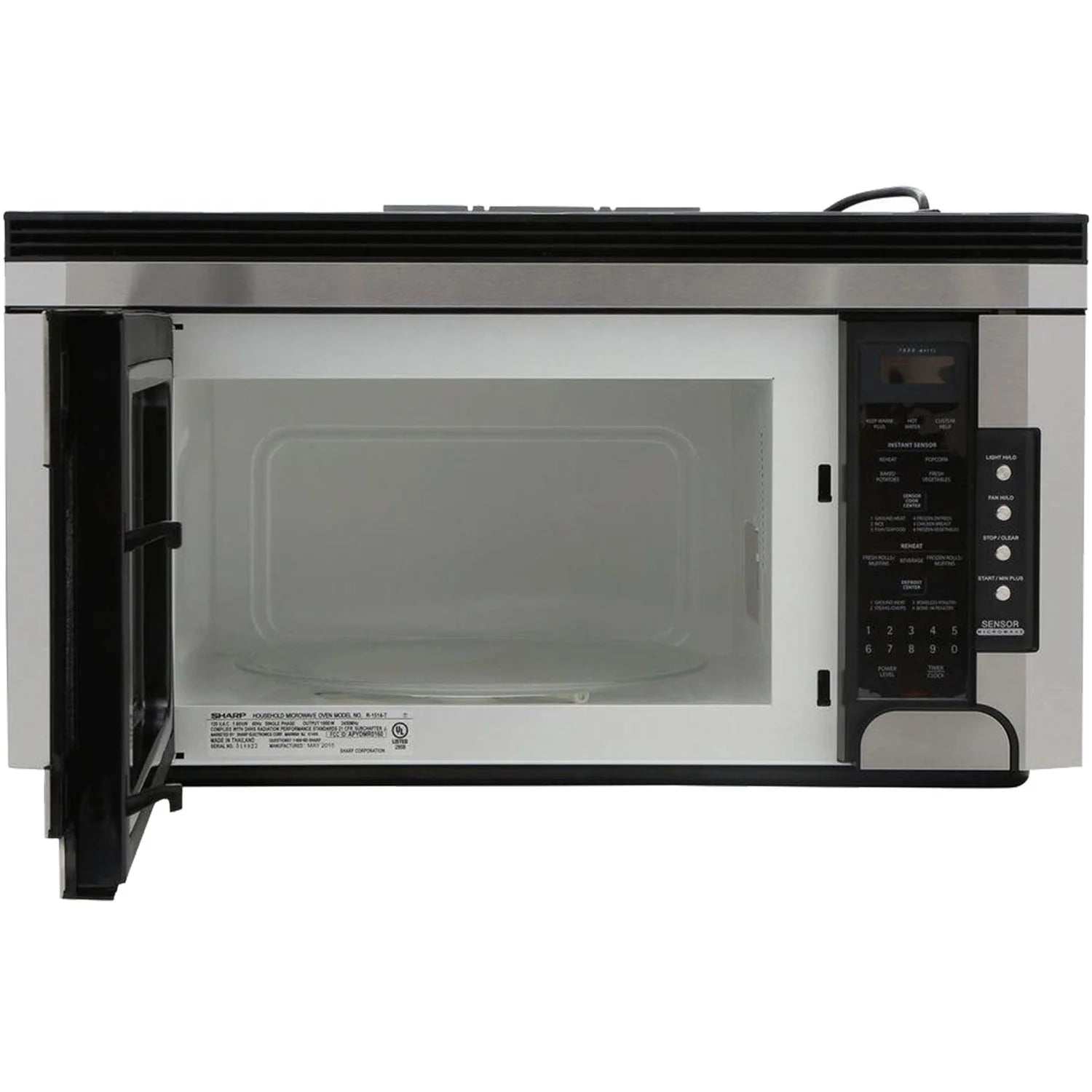 Sharp 1.5 Cu. Ft. 1000W Over-the-Range Microwave Oven with Concealed Control Panel in Stainless Steel