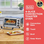 4-Slice Convection Oven, Stainless Steel, Curved Interior Fits a 9 inch Pizza, TO1313SBD
