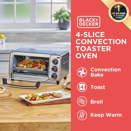 4-Slice Convection Oven, Stainless Steel, Curved Interior Fits a 9 inch Pizza, TO1313SBD