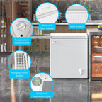 WANAI 5.0 Cubic Chest Freezer, Compact Deep Freezer,White