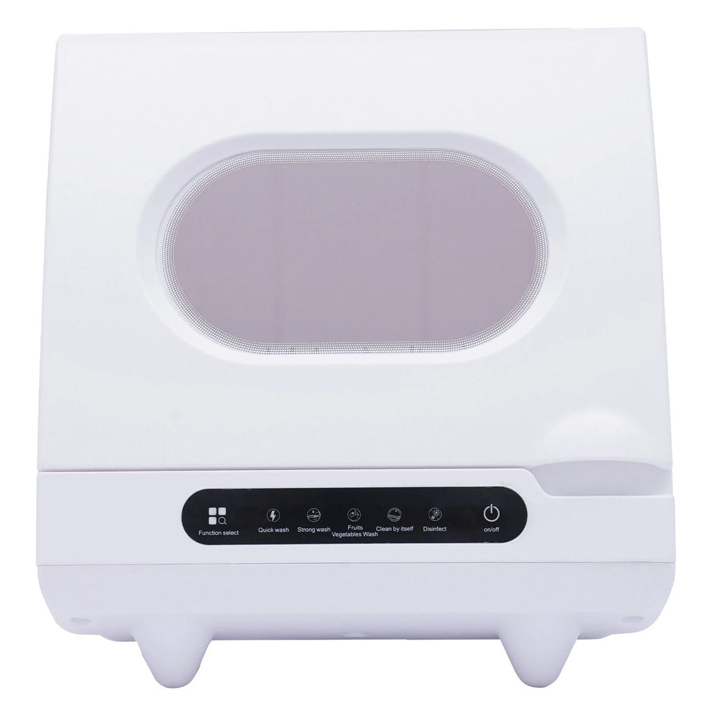 White 800W Dishwasher for Cleaning Vegetables and Fruits 15.6*15.4*16.9in Wash 6 Sets of Tableware at Once