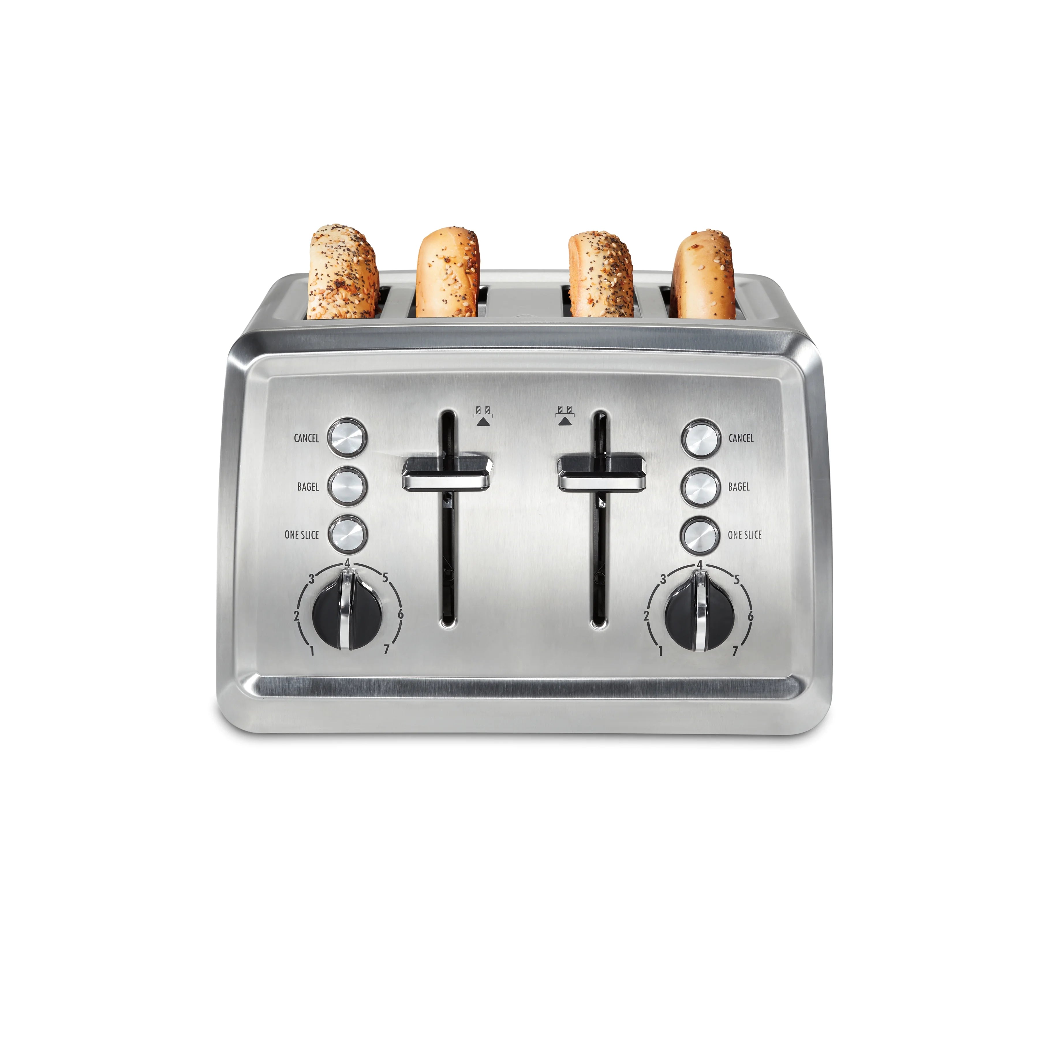 Hamilton Beach Modern Stainless Steel 4 Slice Toaster, Sure-Toast One-Slice Technology, Extra-Wide Slots, Toast Boost, Bagel Function, Easy to Clean, 24798