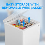 BANGSON 3.5 Cubic Feet Chest Freezer,Deep Freezer With Removable Basket,Adjustable Temperature for Home/Dorms/Apartment/Office