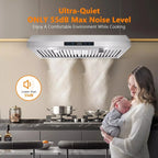 "Joeaonz 30"" Convertible Under Cabinet Range Hood, Stainless Steel, 600CFM, 3-Speed Fan, Dishwasher-Safe Filter"