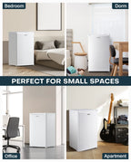 Upstreman 3.2 Cu.Ft. Mini Fridge with Freezer Single Door Small Refrigerator Adjustable Thermostat Compact Fridge with Reversible Door, Low Noise, BR321 Black
