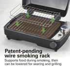 Hamilton Beach Electric Indoor Grill with Hot and Cold Smoke Infuser and Smoking Rack, Black