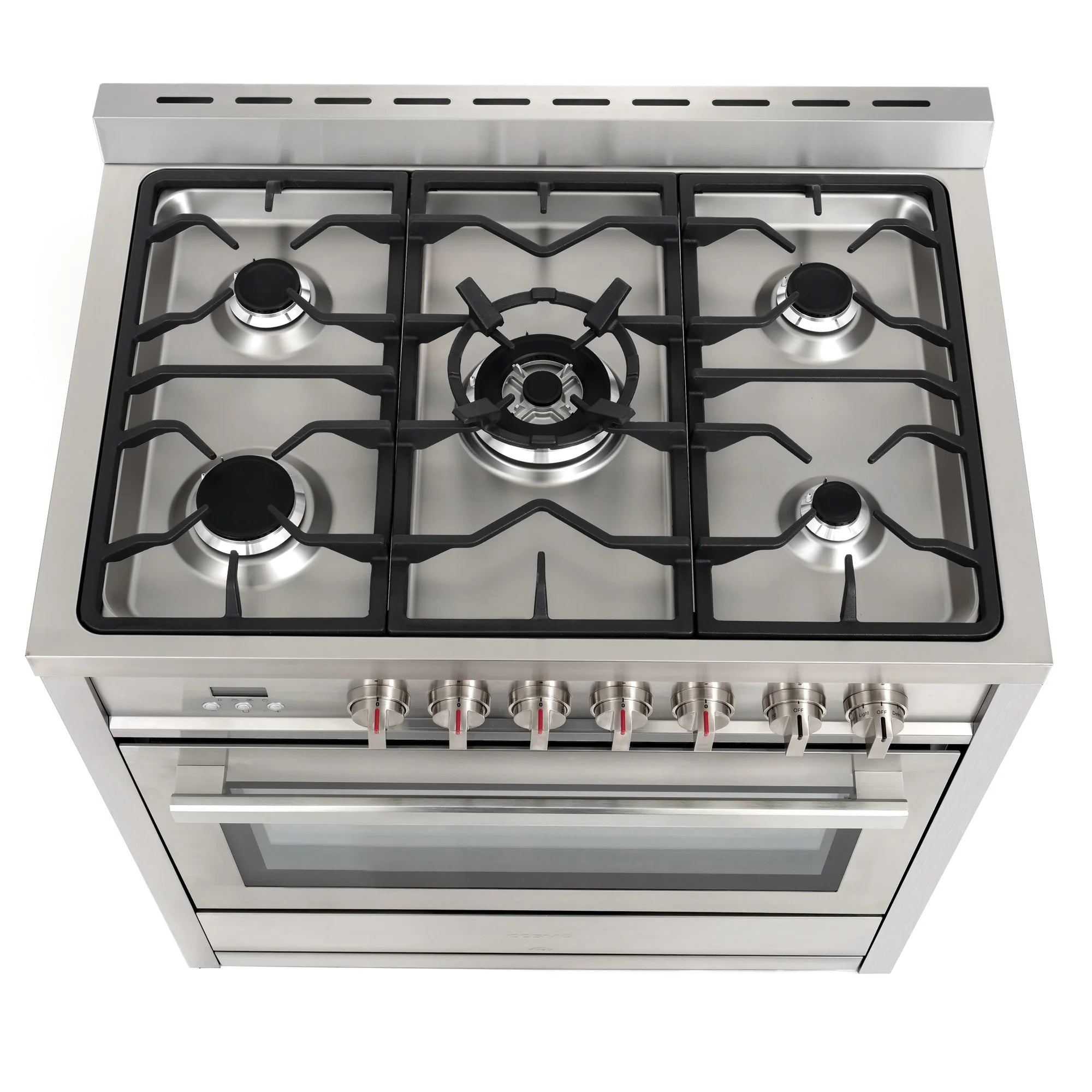 Cosmo 4 Piece Kitchen Appliance Packages with 36" Freestanding 220/240V Dual Fuel Range 36" Island Range Hood 24" Built-in Integrated Dishwasher & French Door Refrigerator Kitchen Appliance Bundles