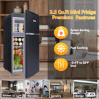 WANAI 3.5 Cu ft Two Door Mini Refrigerator with Freezer,Black