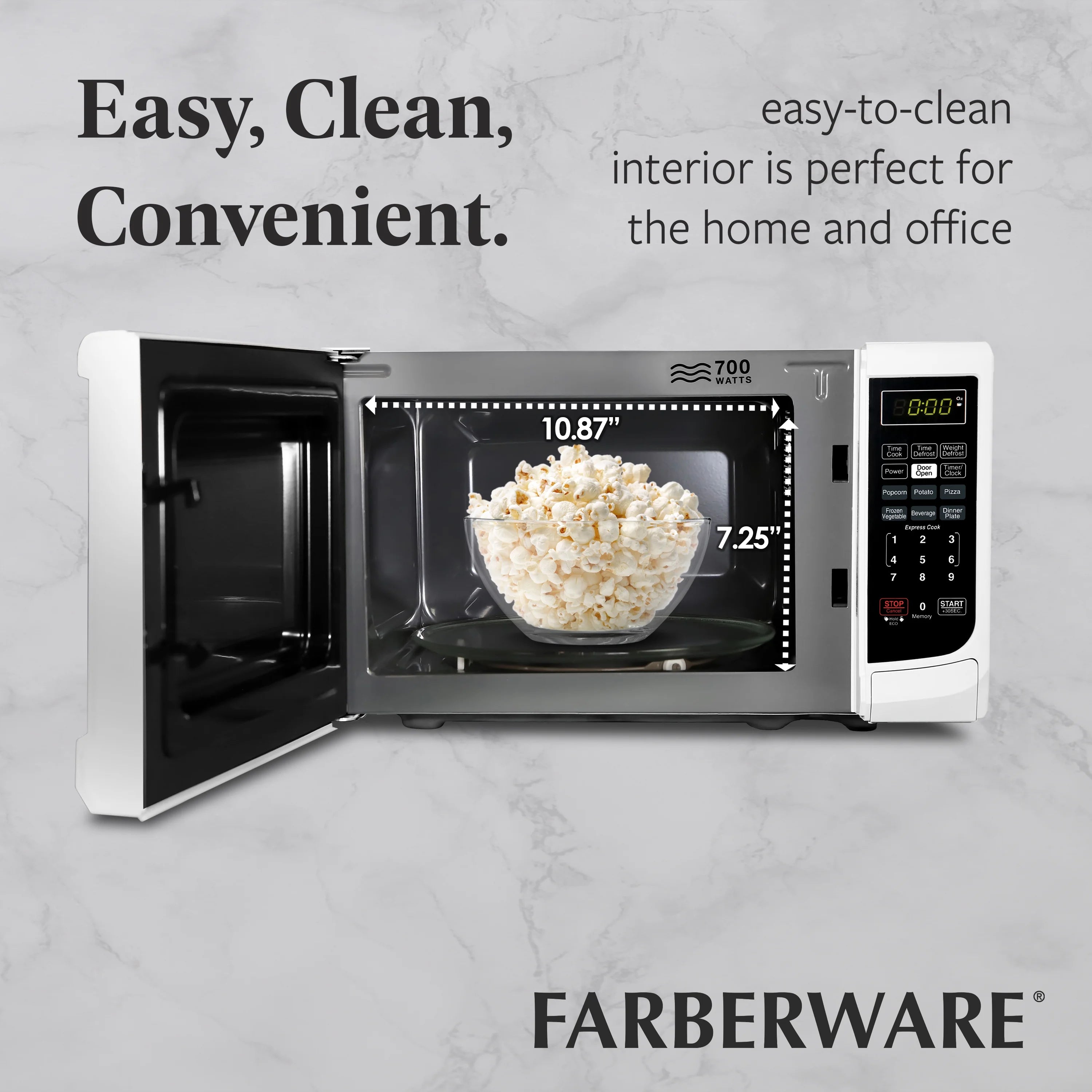 Farberware Countertop Microwave Oven with LED Lighting & Child Lock, 0.7 Cu Ft Black
