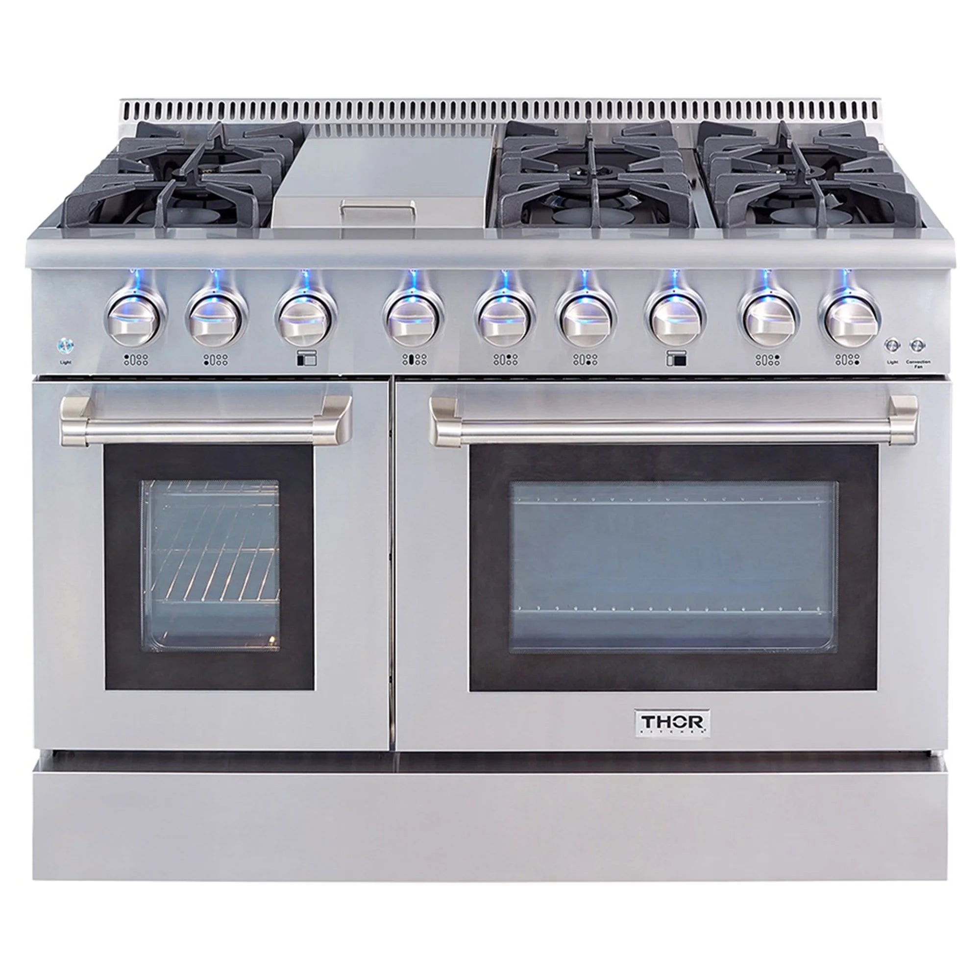Thor Kitchen 48 Inch 6 Burner Gas Range Double Oven, Stainless Steel