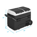 DISHUP 12V Portable Car Refrigerator, 53QT(50L) Electric Cooler with Dual Zone,DC & AC,Ideal for RV, Camping, Travel, Truck