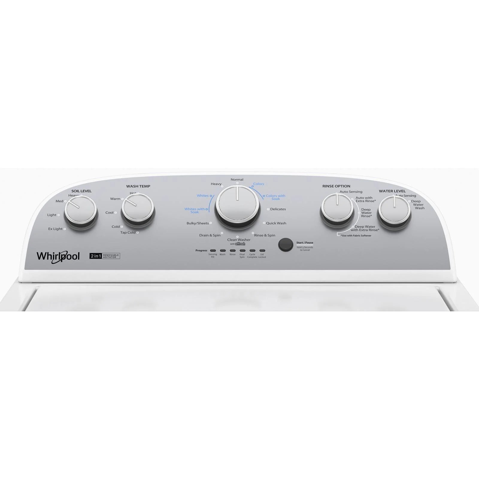 Whirlpool? Brand New WTW4957PW, 3.8-3.9 Cu. Ft. 2 in 1 Top Load Washer with Removable Agitator Capacity 3.8 Cu ft
