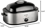 18 Quart Electric Roaster Oven, Turkey Roaster Electric, Roaster Oven Buffet, Selfbasting Lid, Removable Pan, Full-Range Temperature Control Cool-Touch Handles, White Body, Black Lid