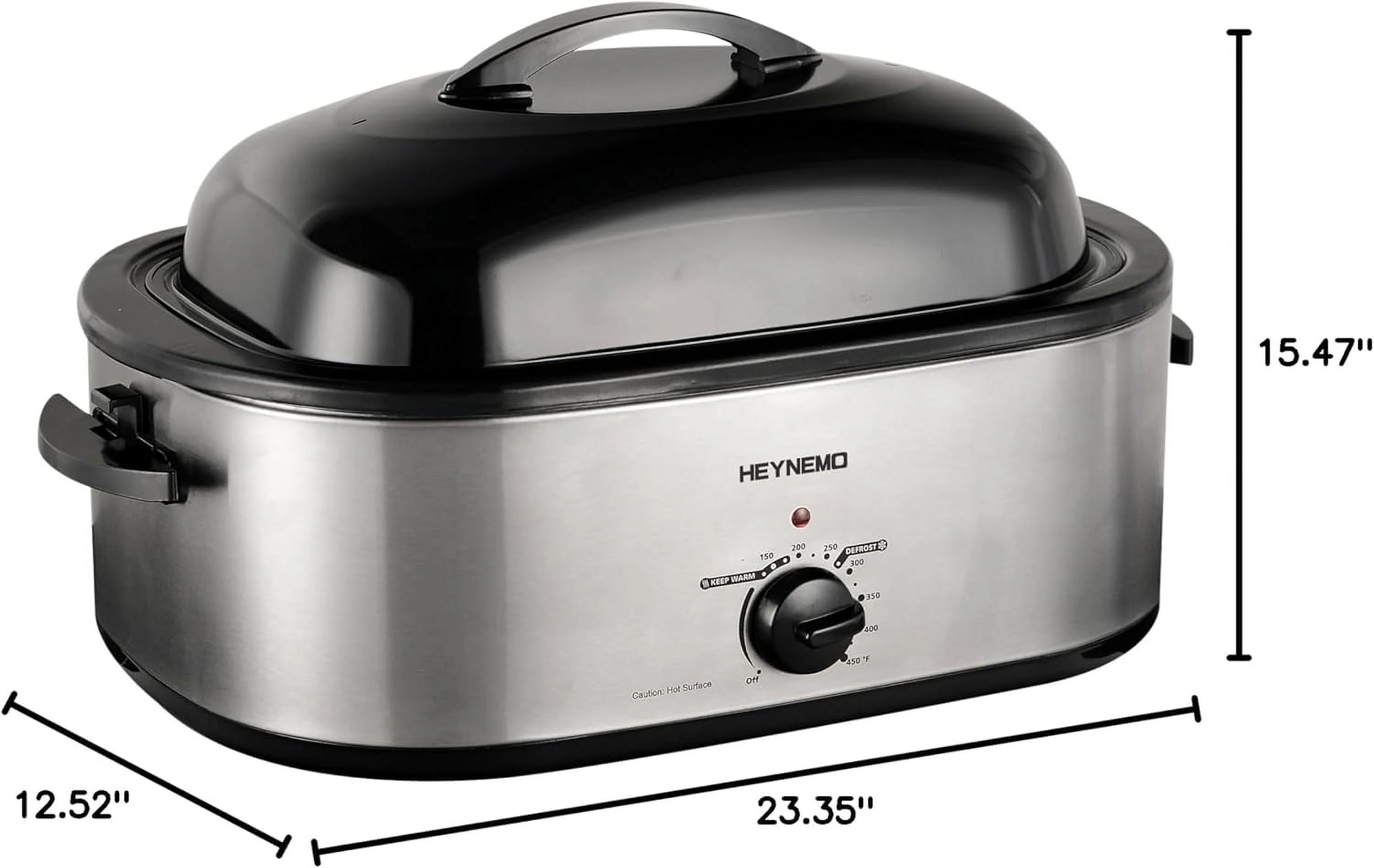 18 Quart Electric Roaster Oven, Turkey Roaster Electric, Roaster Oven Buffet, Selfbasting Lid, Removable Pan, Full-Range Temperature Control Cool-Touch Handles, White Body, Black Lid
