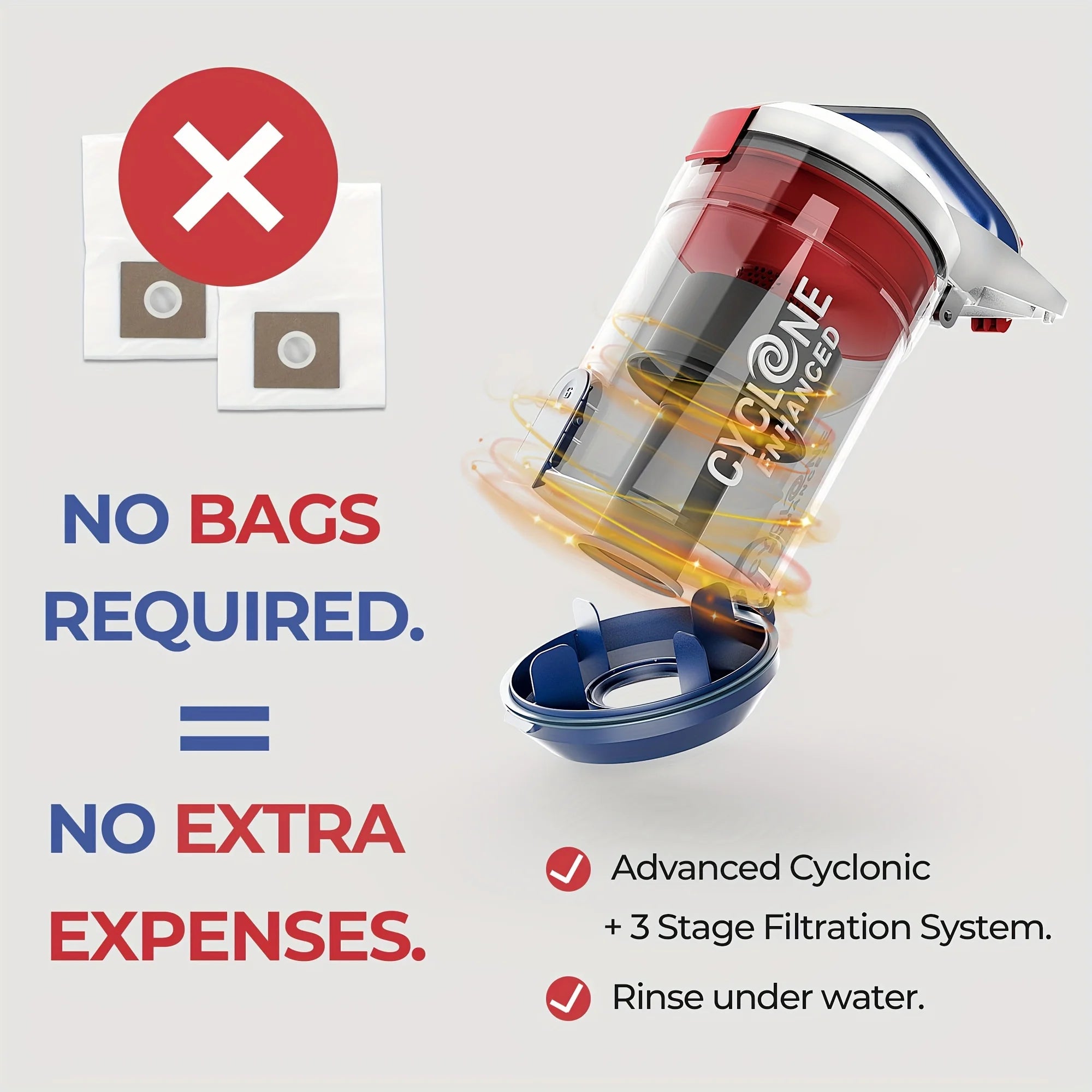 HEPA Vacuum Cleaner PINETAN Bagless Canister Vacuum Cleaner EasyPeasy, HEPA Filter, Auto Cord Rewind, Accessory Holder