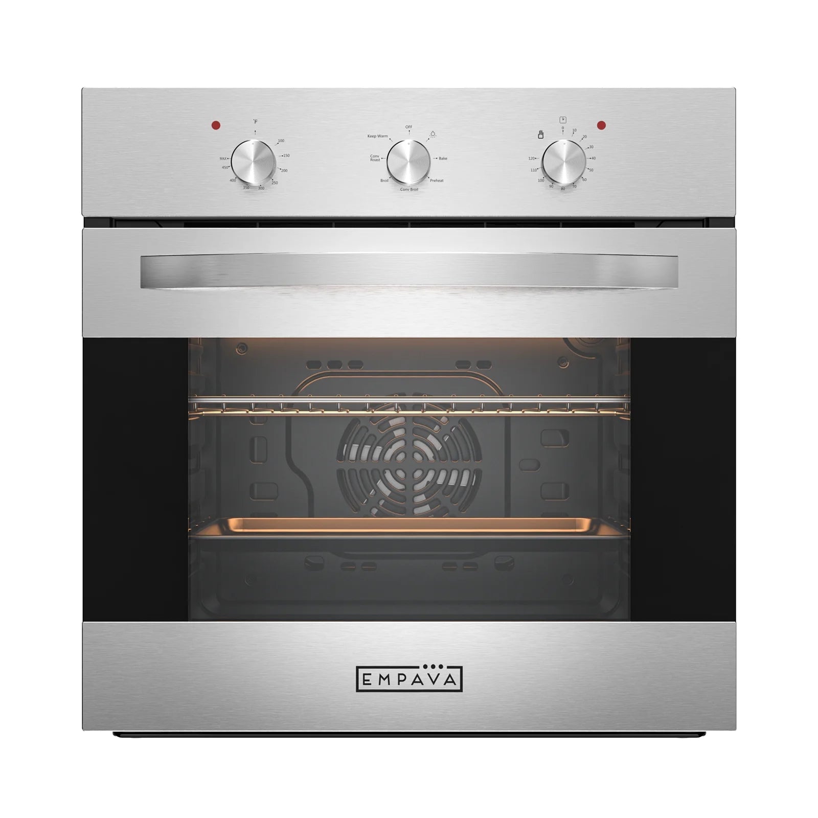 Empava 24 inch 10 Cooking Functions with Rotisserie Electric LED Display Touch Control Built-in Convection Single Wall Oven