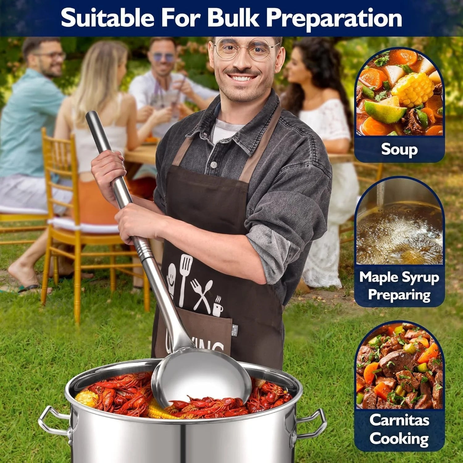 64QT Stainless Steel Seafood Boiling Turkey Fryer Kit with Strainer and Propane Stove with 200,000BTU and 36" Large Spoon (Stockpot+Stove+Large Spoon)