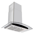 Tieasy 30 inch Wall Mount Range Hood Stainless Steel 700 CFM Black Touch Panel Kitchen Vent Fan