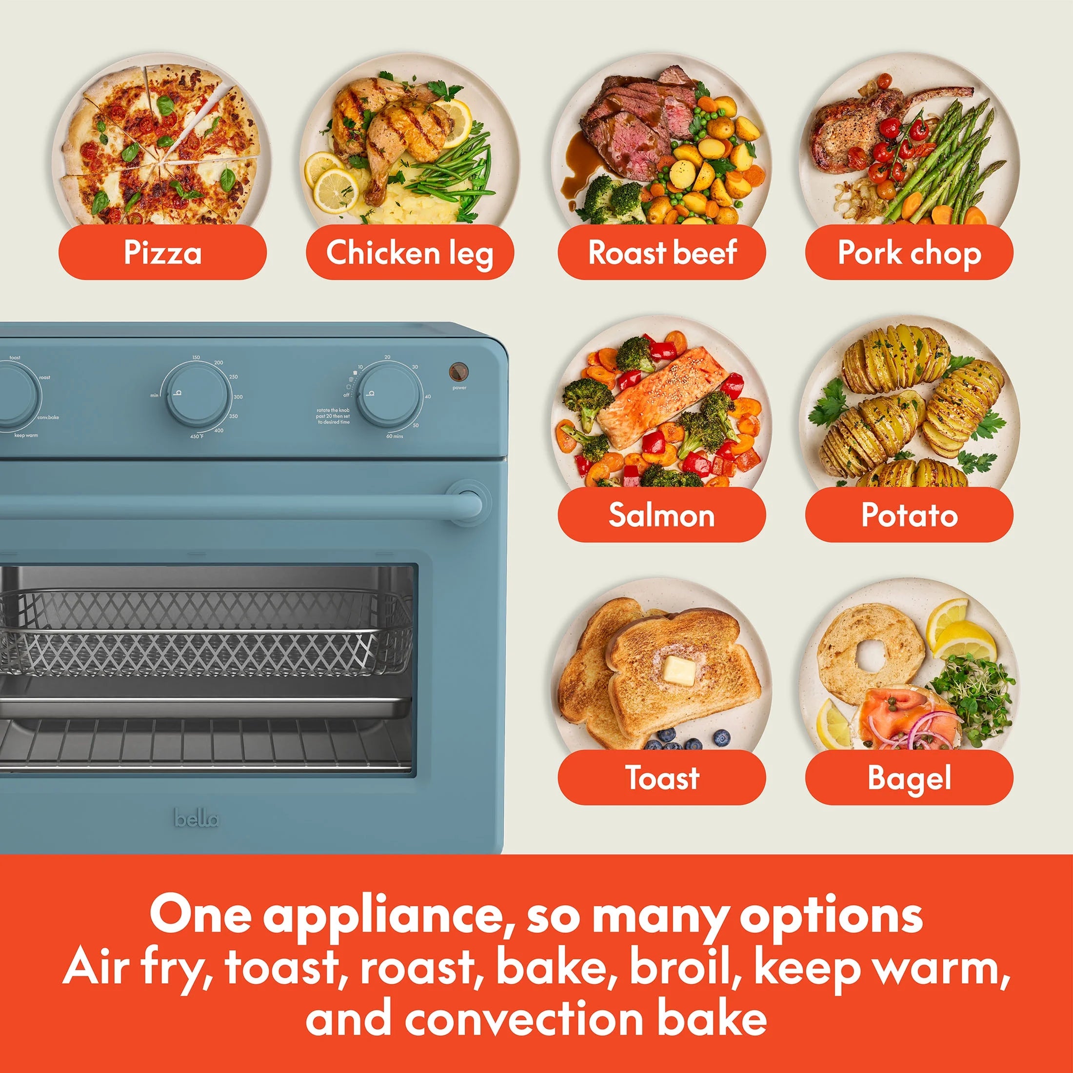 bella 6-Slice Toaster Oven, Oatmilk