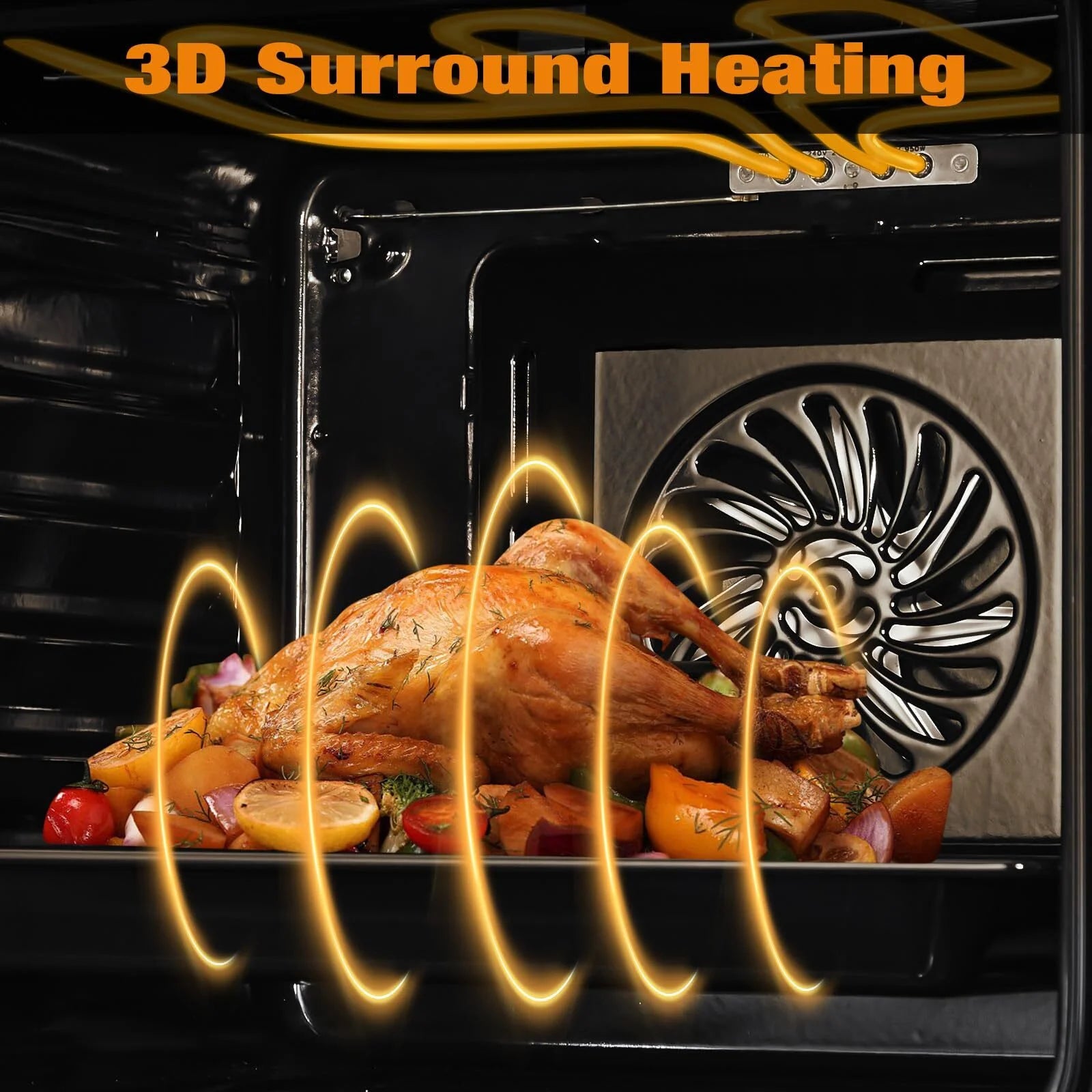 RIEDHOFF 24�?Single Wall Oven, 2.5 Cu.Ft Built-in Electric Single Wall Ovens with Mechanical Knobs, Double-Layered Glass Door, 5 Cooking Functions, 3000W 240V Ideal for Kitchen Oven
