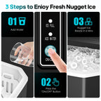 Fenbeli 26lbs/24H Countertop Ice Maker Machine with Handle, Portable Ice Maker Machine with Auto-Cleaning, Black
