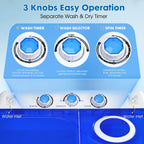Artbros 28lbs Portable Twin Tub Washing Machine with Drain Pump, Compact Laundry Washer for Apartments, Dorms, Blue