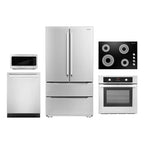 Cosmo 5 Piece Kitchen Appliance Package With 30" Electric Cooktop 24" Single Electric Wall Oven 30" Over-the-range Microwave French Door Refrigerator & 24" Built-in Fully Integrated Dishwasher
