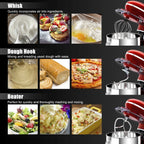 Costway 6.3 QT Tilt-Head Food Stand Mixer 6 Speed 660W wIth Dough Hook, Whisk & Beater Black