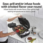 Hamilton Beach Electric Indoor Grill with Hot and Cold Smoke Infuser and Smoking Rack, Black