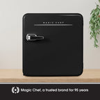 Open Box Magic Chef 1.6 Cu. Ft. Retro Mini Fridge with LED Light, Black, 34 lbs