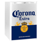 Corona Mini Beer Fridge with Freezer, 2.4 Cu. Ft, 70L Capacity White & Blue Compact Beverage Cooler