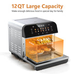Whall 12QT Touchscreen Air Fryer Toaster Oven, 12 Pre-set Menus, Clear Window, Less Oil