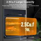 Huisuilinss 24" Single Wall Oven,Built-in Electric Ovens,240V,3000W, 2.5Cu.Ft,70L Capacity,Convection Wall Oven in Stainless Steel, Touch Control, Timer, Safety Lock