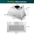 JOEAONZ Range Hood Insert 20 Inch Stainless Kitchen Vent with LED Light Exhaust Fan Button Control