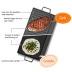 36 Inch Gas Cooktop with Griddle, 5 Burners Gas Stove Top with Reversible Cast Iron Grill/Griddle, NG/LPG Convertible, Stainless Steel Propane Cooktop with Thermocouple Protection